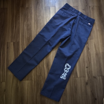 WHEEL LOVE - Dickies Pants Customised By Bao Goods (Waist 36" / Navy)