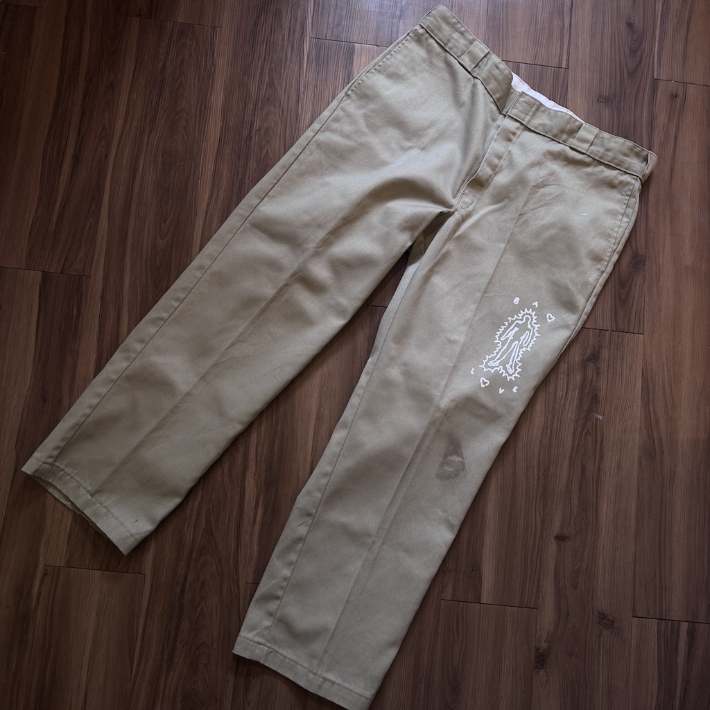 WHEEL LOVE - Dickies Pants Customised By Bao Goods (Waist 37" / Khaki)