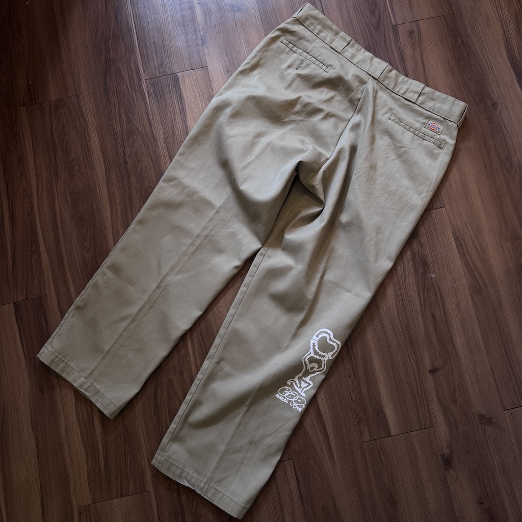 WHEEL LOVE - Dickies Pants Customised By Bao Goods (Waist 37" / Khaki)