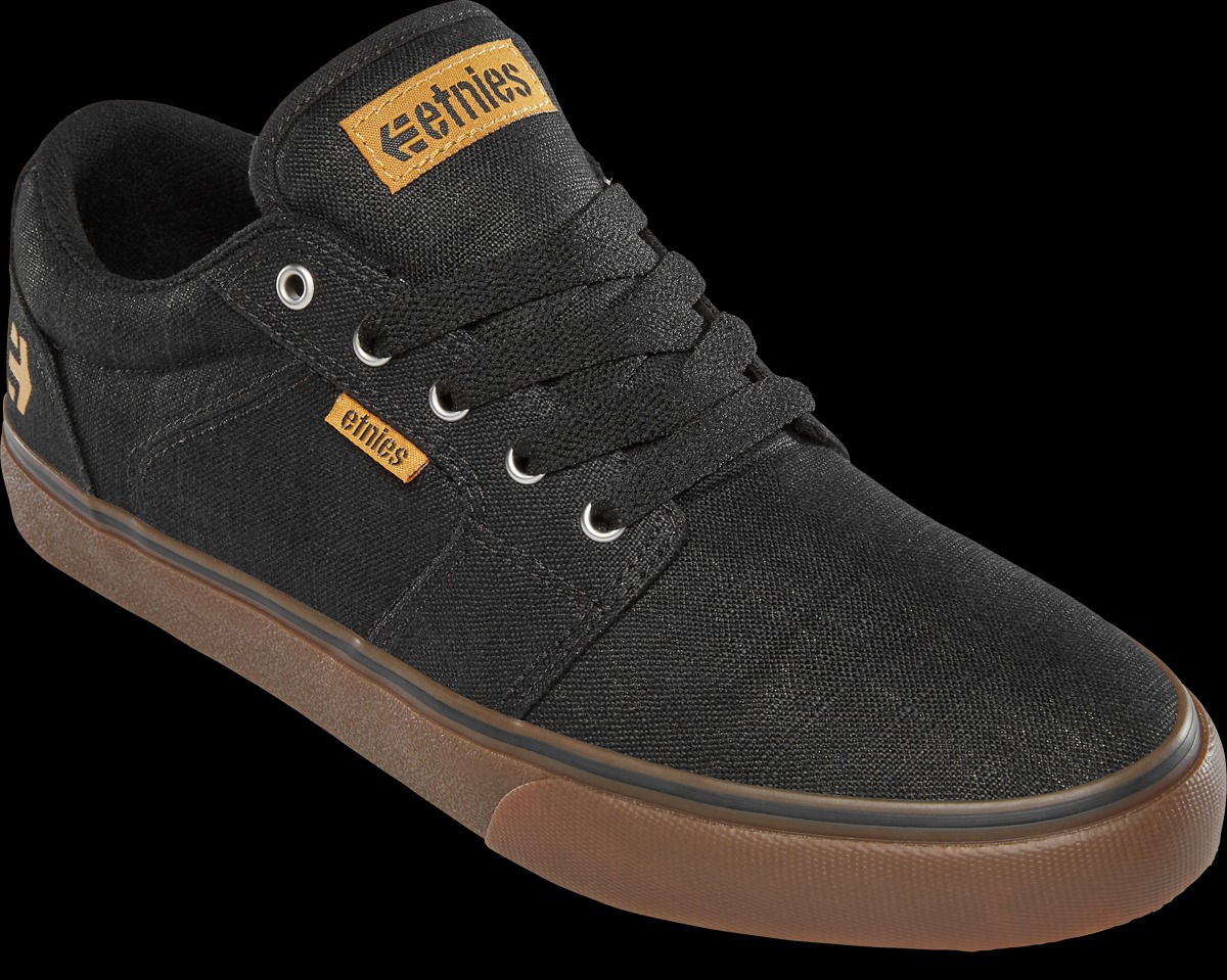 ETNIES - Barge LS (Black / Gum / Silver) Suede Skate Shoes