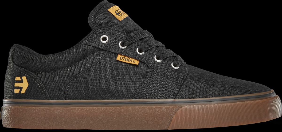 ETNIES - Barge LS (Black / Gum / Silver) Suede Skate Shoes