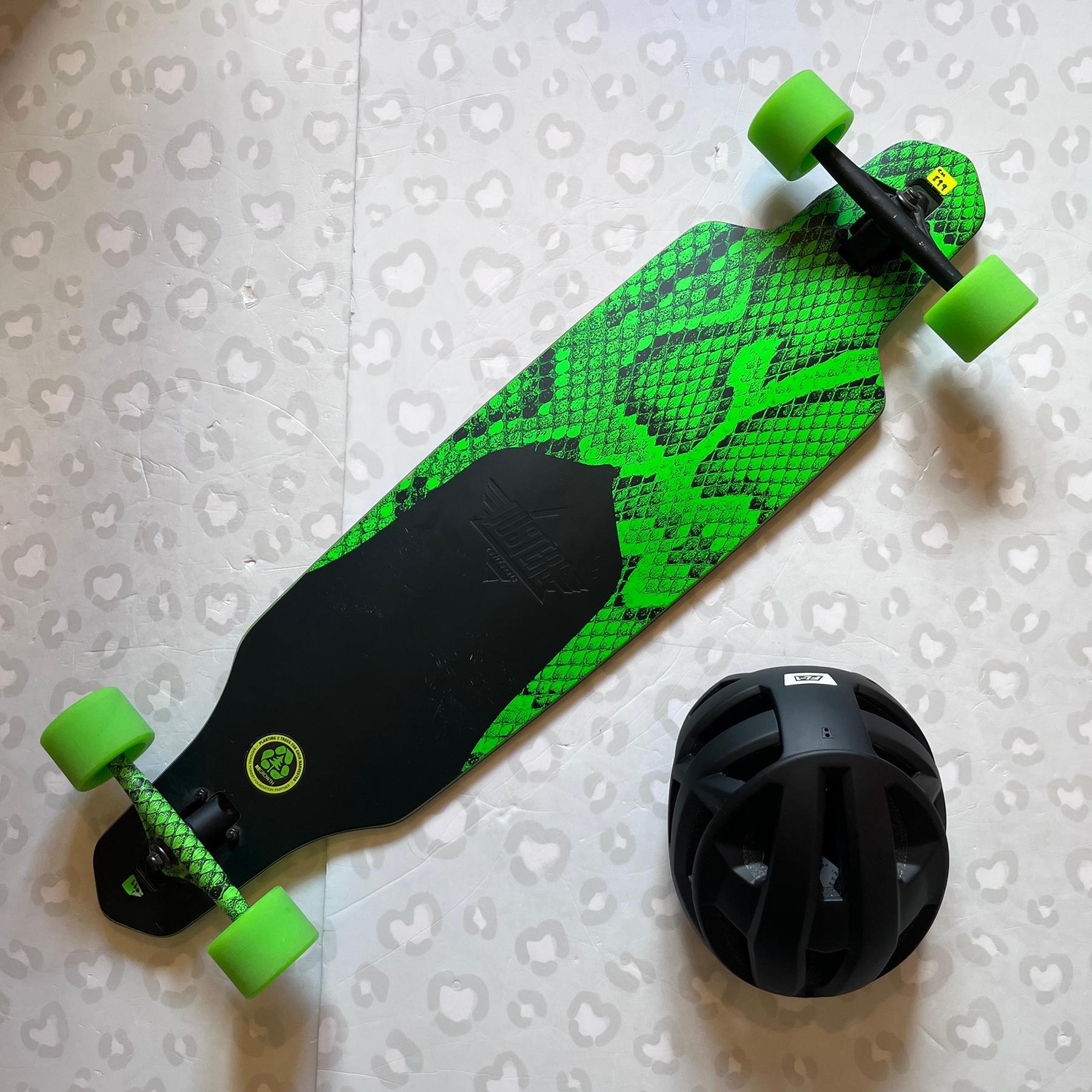 DUSTERS - Channel Snakeskin Green 38" Complete Longboards (Clearance Sale With Free Helmet!)