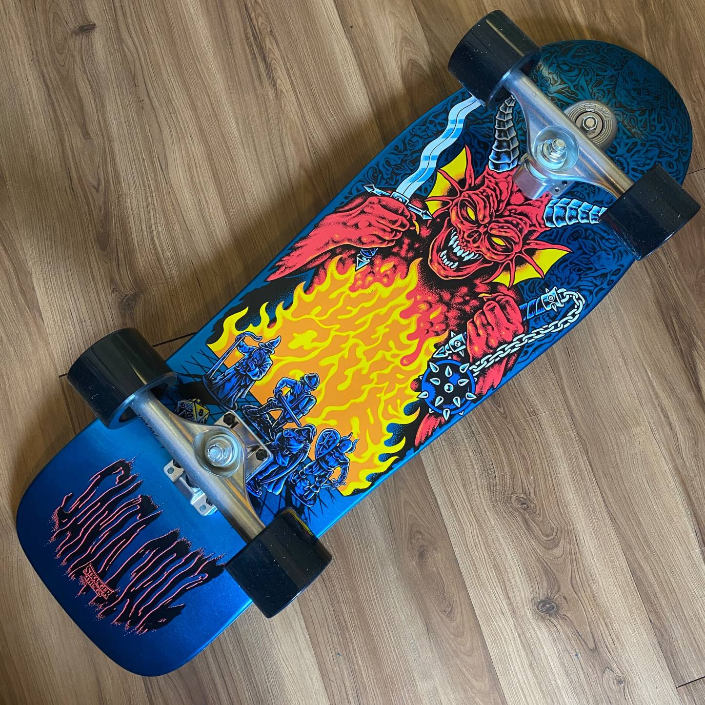SANTA CRUZ - Stranger Things Knox Hellfire Pit 10.7" Surfskate Skateboard (AKAW! Truckset Custom)