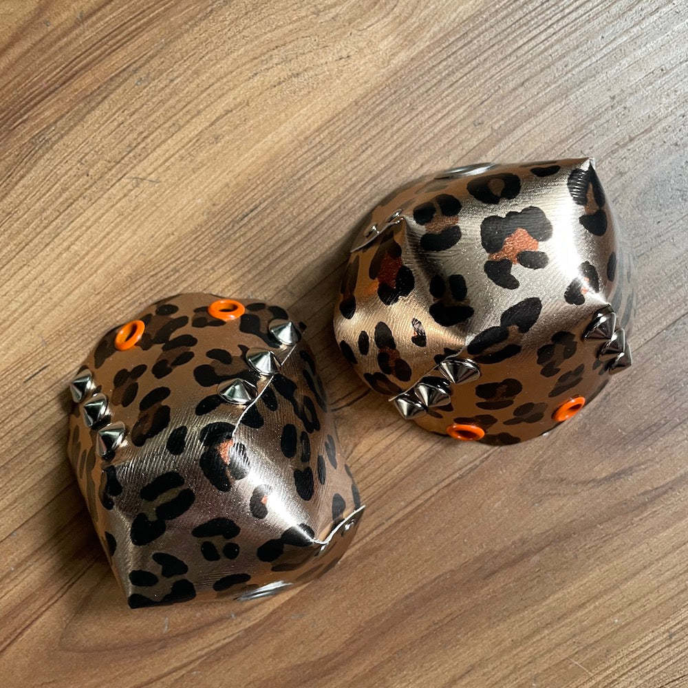 QUAD SQUAD - Leopard (Silver Spikes) Roller Skate Toe Caps