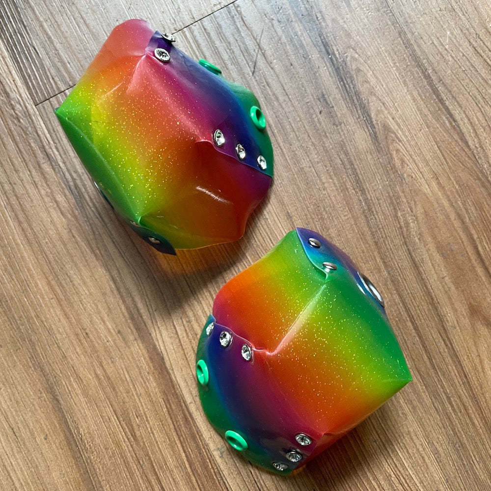 QUAD SQUAD - Rainbow Translucent (Diamond Studs) Roller Skate Toe Caps
