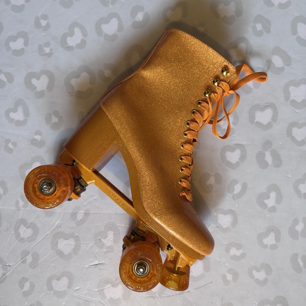 IMPALA - Marawa High Heel Orange Sparkle Quad Roller Skates