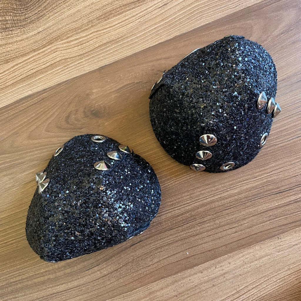 QUAD SQUAD - Chunky Black (Silver Spikes) Roller Skate Toe Caps