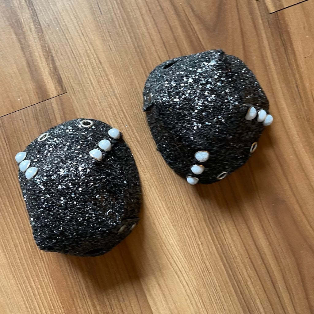 QUAD SQUAD - Black Chunky Glitter (White Pearl) Roller Skate Toe Caps