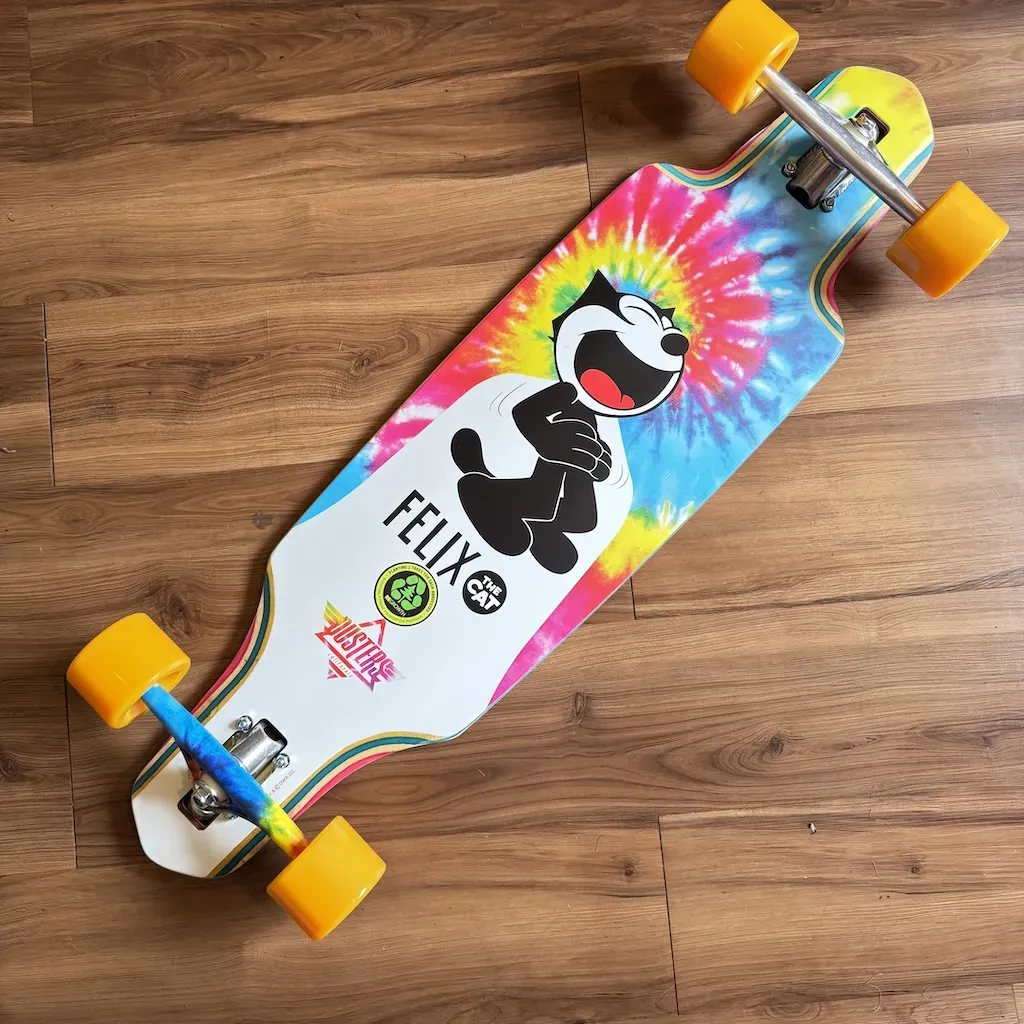 DUSTERS - Felix The Cat Tie Dye Channel Longboard (Clearance Sale With Free Helmet!)