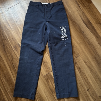 WHEEL LOVE - Dickies Pants Customised By Bao Goods (Waist 31" / Navy Blue)