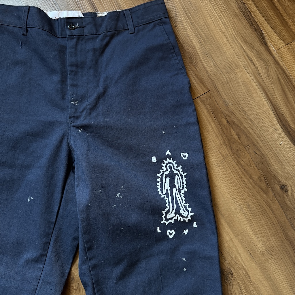 WHEEL LOVE - Dickies Pants Customised By Bao Goods (Waist 31" / Navy Blue)