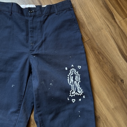 WHEEL LOVE - Dickies Pants Customised By Bao Goods (Waist 31" / Navy Blue)