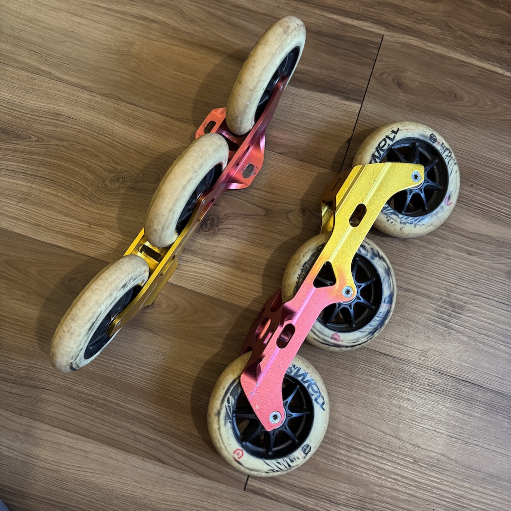 POWERSLIDE - Kaze 3x110mm Red/Yellow Trinity Urban Inline Skate Framset (243mm / USED)