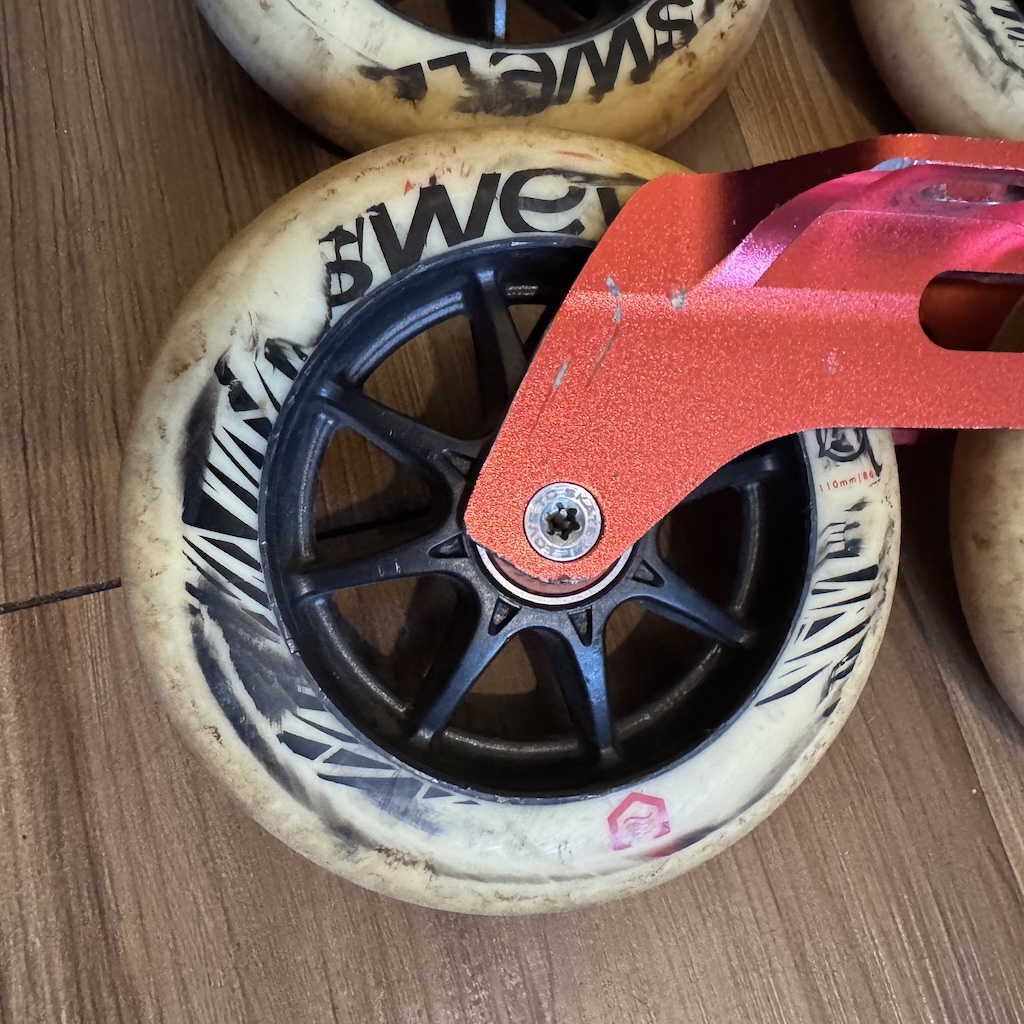 POWERSLIDE - Kaze 3x110mm Red/Yellow Trinity Urban Inline Skate Framset (243mm / USED)