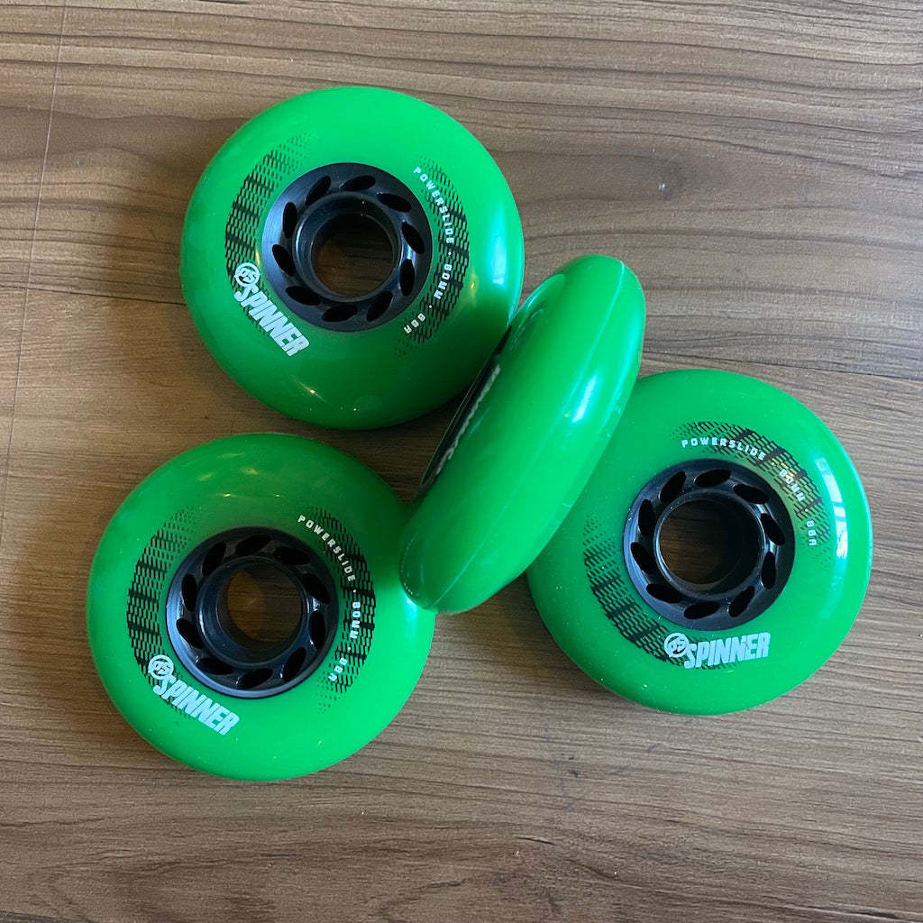 POWERSLIDE - Spinner Green 80mm/88a 4-pack Inline Skate Wheels