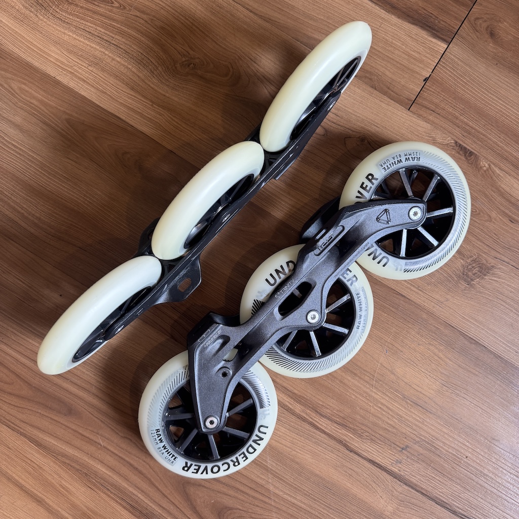 POWERSLIDE - Elite 125mm Trinity Inline Skate Frameset (Black Frames / Grey Wheels)