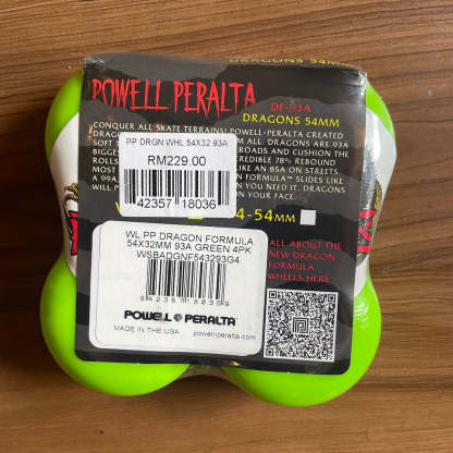 POWELL PERALTA - Dragon Formula Green (52/53/54mm) Skateboard Wheels
