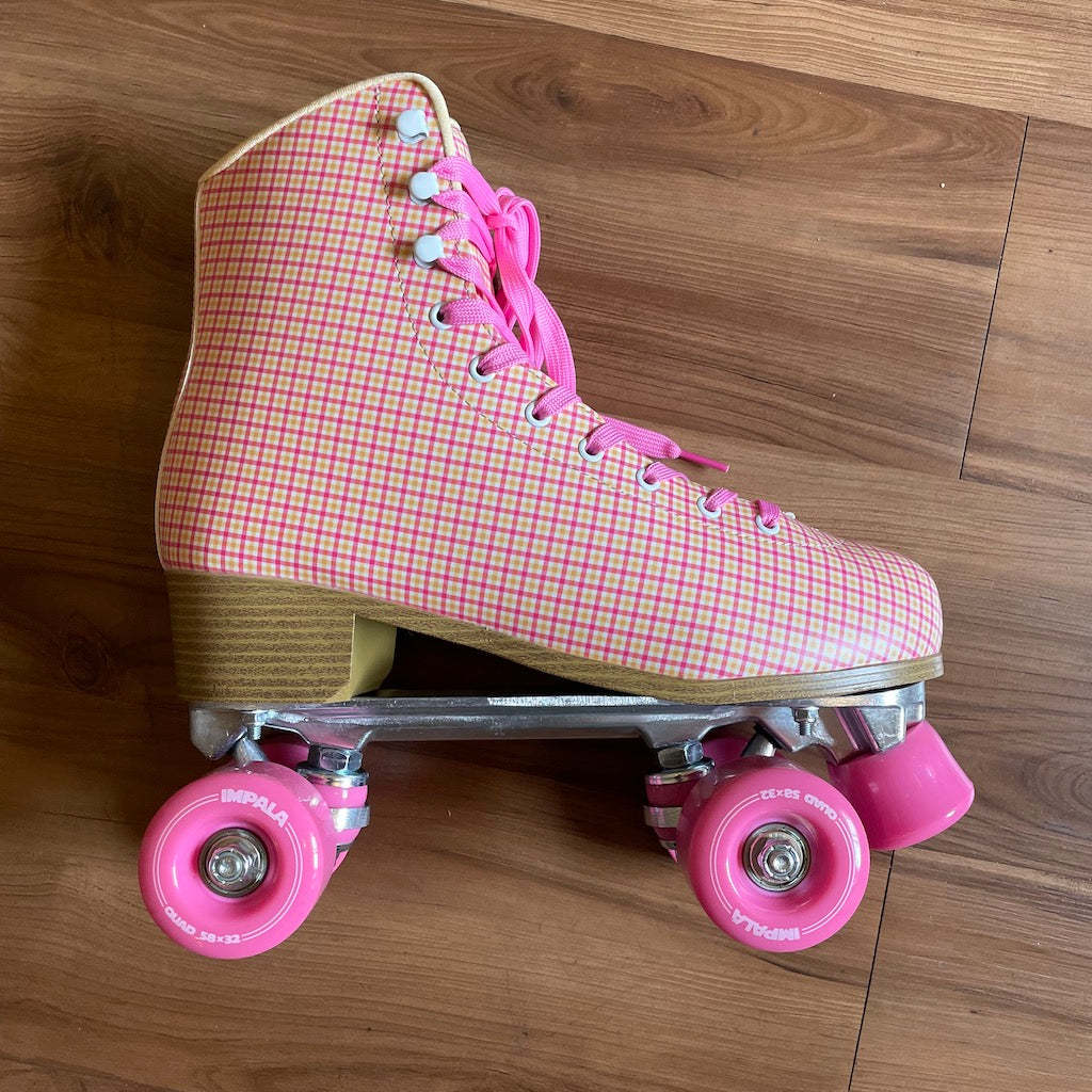 IMPALA - Pink Tartan Quad Roller Skates