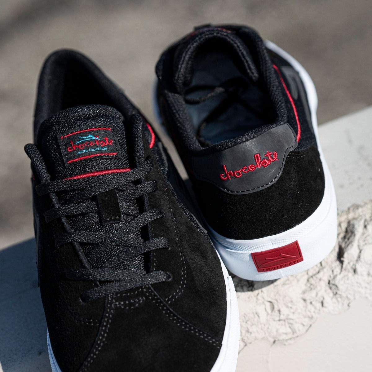 LAKAI - Chocolate Flaco II (Black / Red Suede) Skate Shoes