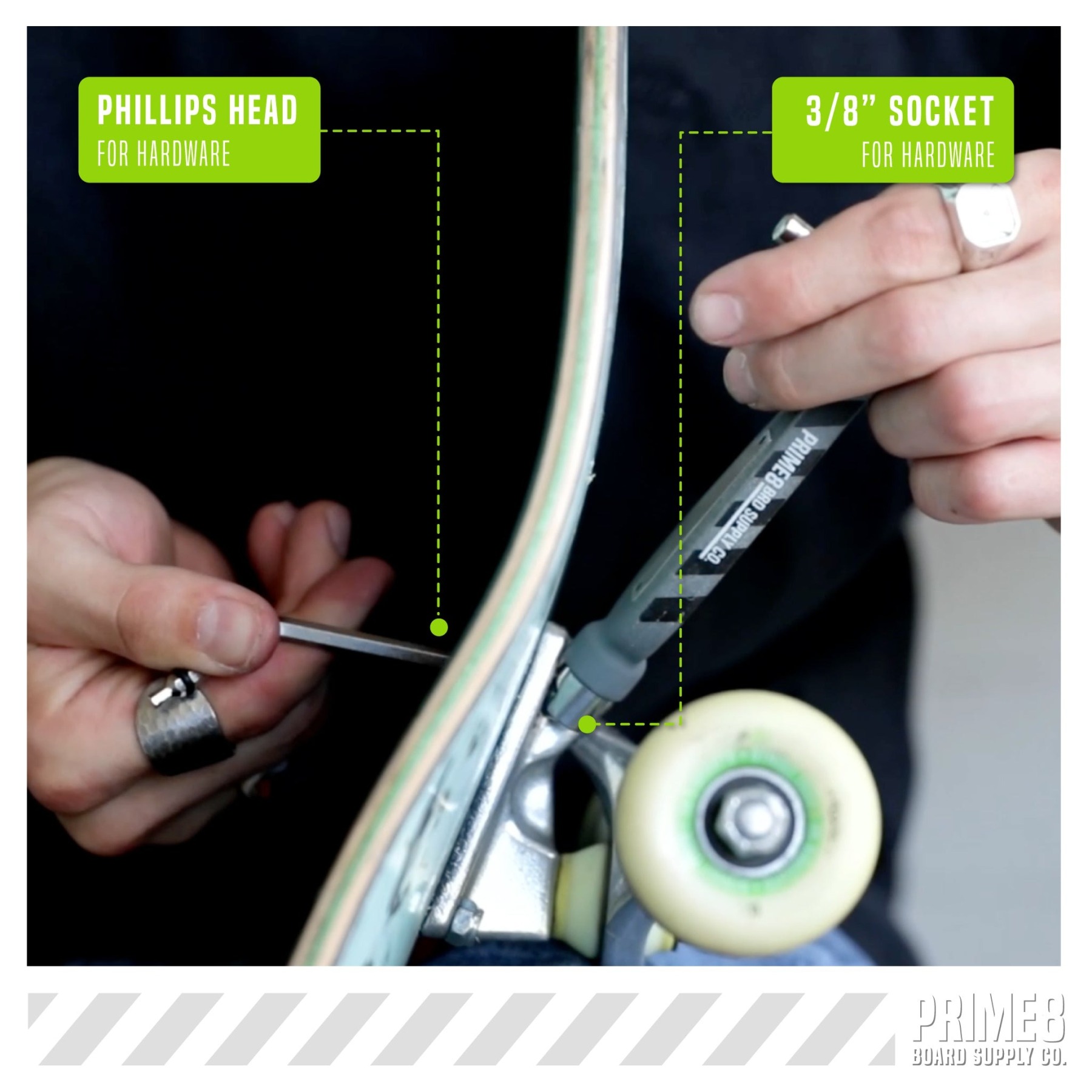 PRIME8 - Black Compact Skateboard Tool