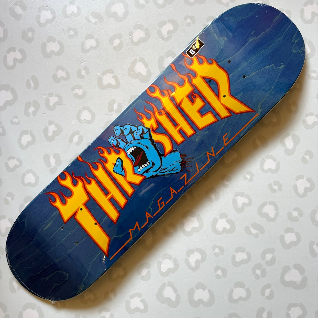 SANTA CRUZ - Thrasher Screaming Flame Blue 8.25" Skateboard Deck