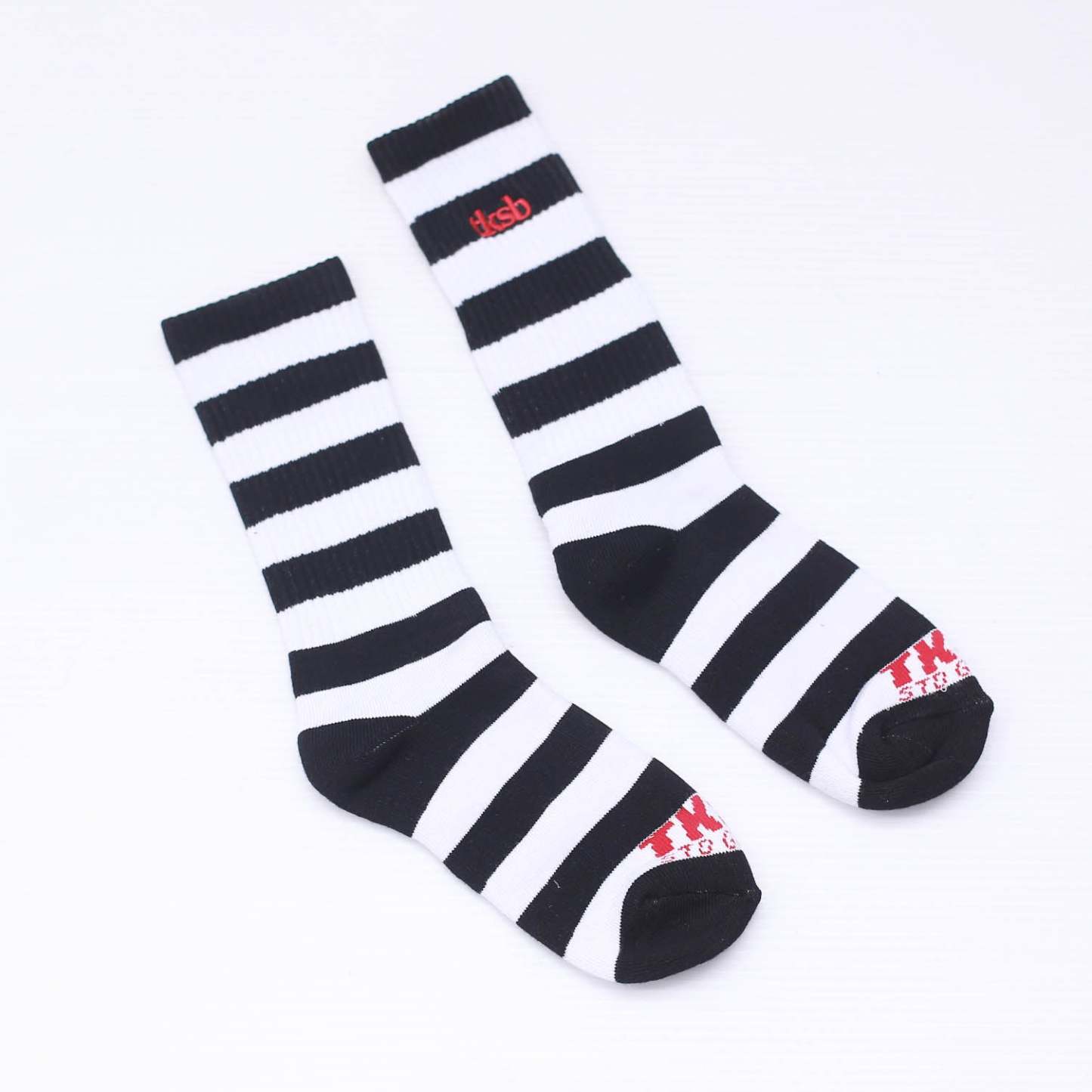 TKSB - Black & White Stripe Socks - Wheel Love Skateshop