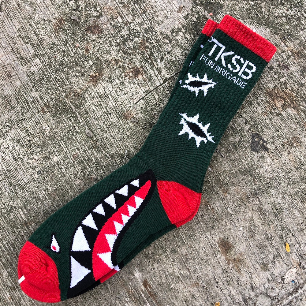 TKSB - Jaws Green Socks