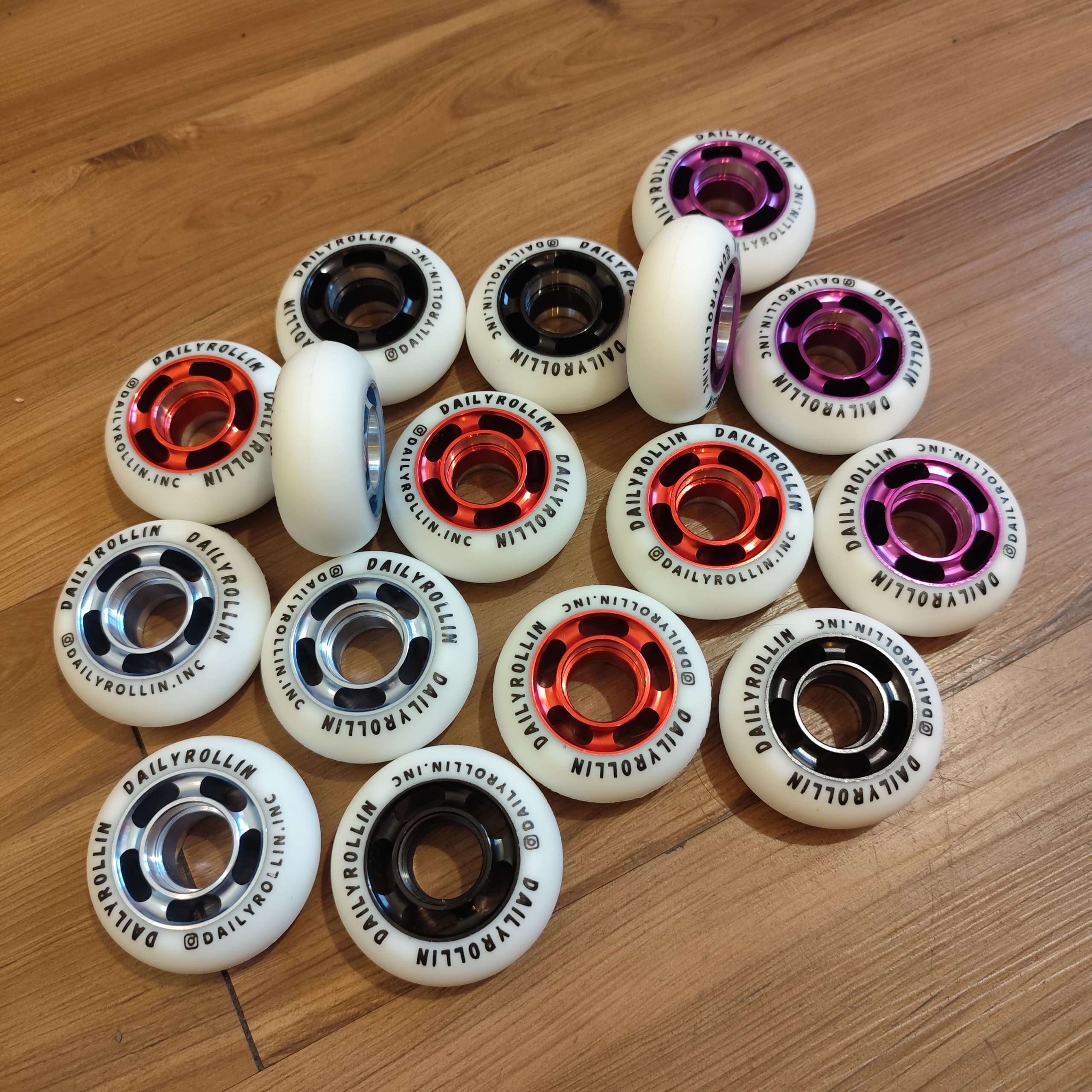 DAILY ROLLIN - 60mm/90 Aluminum Core Aggressive Inline Skate Wheels (Black/Silver/Red/Purple)