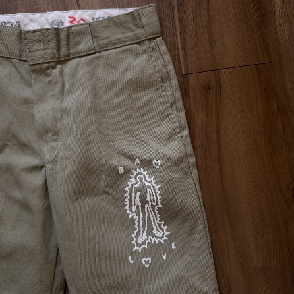 WHEEL LOVE - Dickies Pants Customised By Bao Goods (Waist 36" Slim Cut / Dark Grey)