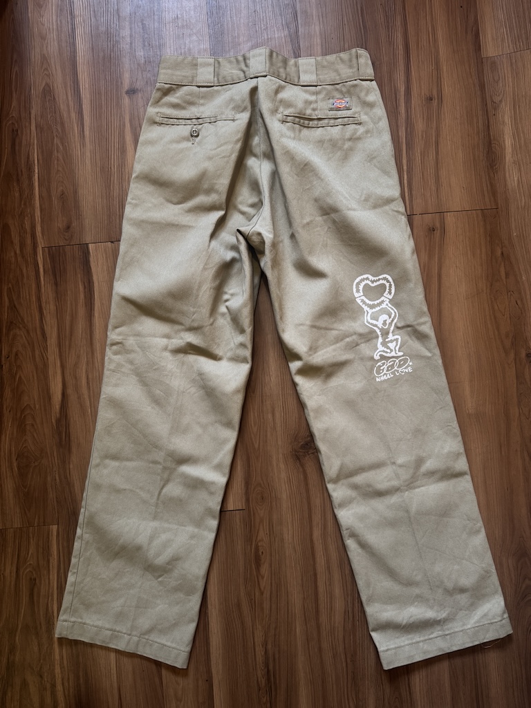WHEEL LOVE - Dickies Pants Customised By Bao Goods (Waist 36" Slim Cut / Dark Grey)