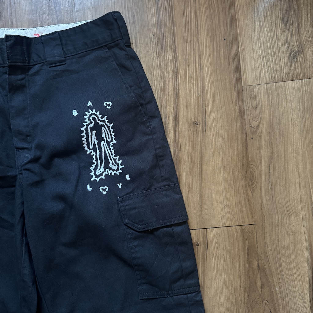 WHEEL LOVE - Dickies Pants Customised By Bao Goods (Waist 34" Cargo Relaxed Straight / BlacK)