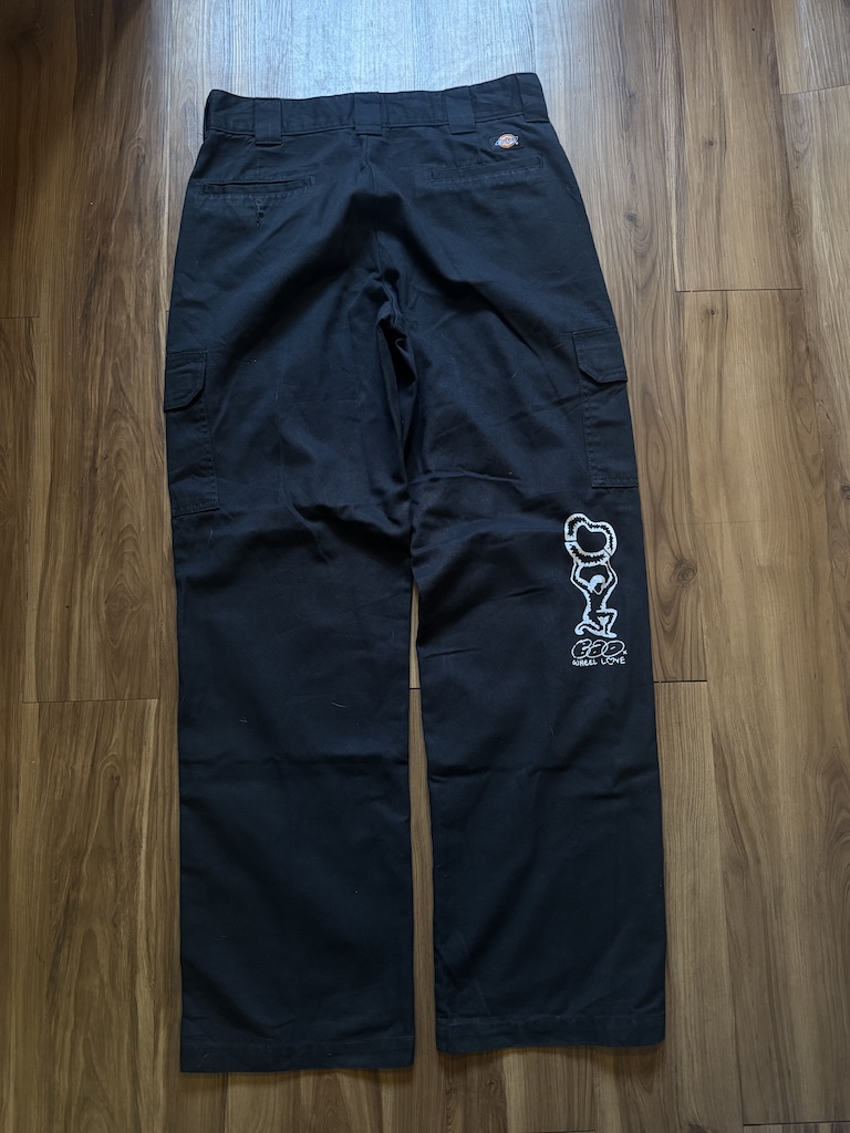 WHEEL LOVE - Dickies Pants Customised By Bao Goods (Waist 34" Cargo Relaxed Straight / BlacK)