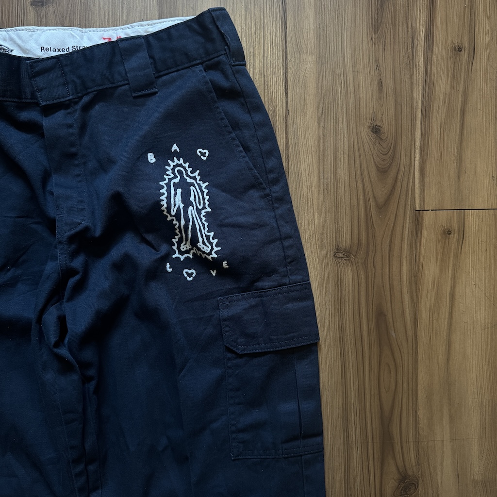 WHEEL LOVE - Dickies Pants Customised By Bao Goods (Waist 34" Cargo Relaxed Straight / Navy Blue)