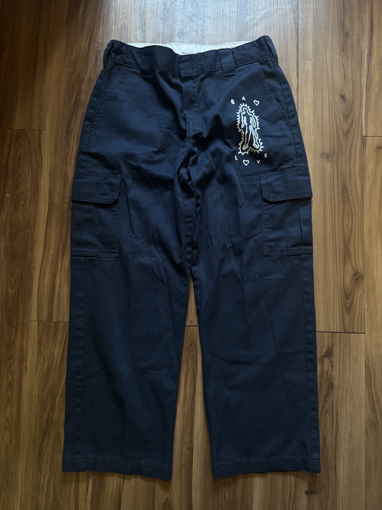 WHEEL LOVE - Dickies Pants Customised By Bao Goods (Waist 34" Cargo Relaxed Straight / Navy Blue)