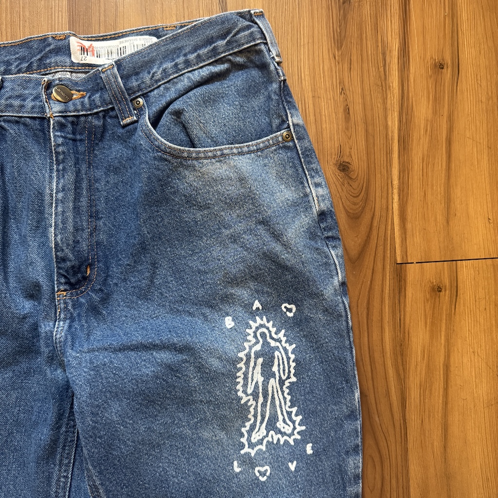 WHEEL LOVE - Carhartt Pants Customised By Bao Goods (Waist 34" Baggy / Blue Jeans)