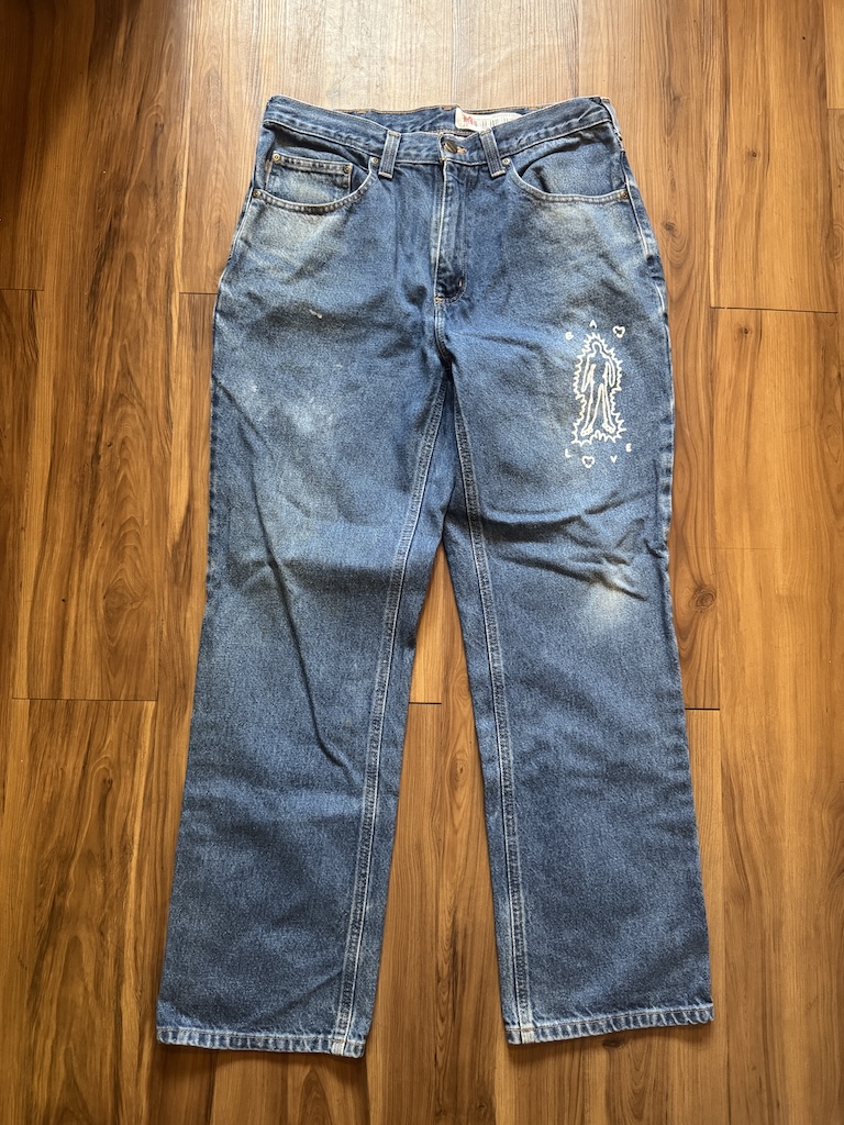 WHEEL LOVE - Carhartt Pants Customised By Bao Goods (Waist 34" Baggy / Blue Jeans)