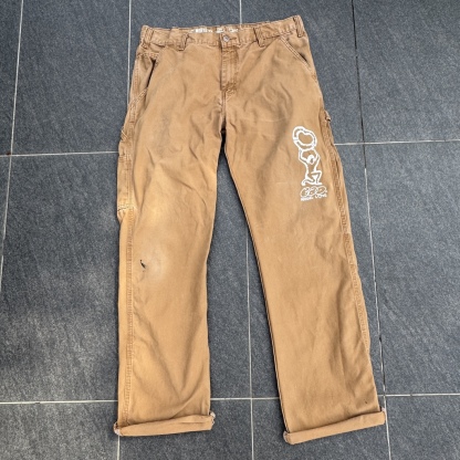 WHEEL LOVE - Dickies Pants Customised By Bao Goods (Waist 35" / Carpenter Brown)