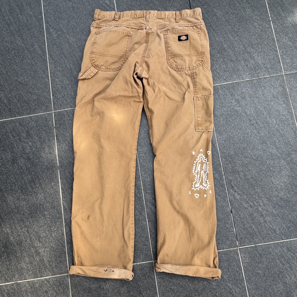 WHEEL LOVE - Dickies Pants Customised By Bao Goods (Waist 35" / Carpenter Brown)