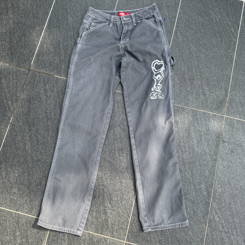 WHEEL LOVE - Dickies Pants Customised By Bao Goods (Waist 28" / Carpenter Grey Jeans)