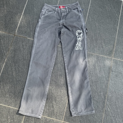 WHEEL LOVE - Dickies Pants Customised By Bao Goods (Waist 28" / Carpenter Grey Jeans)