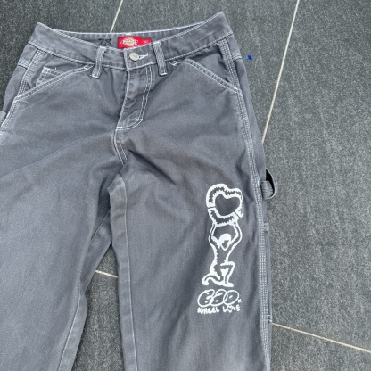 WHEEL LOVE - Dickies Pants Customised By Bao Goods (Waist 28" / Carpenter Grey Jeans)