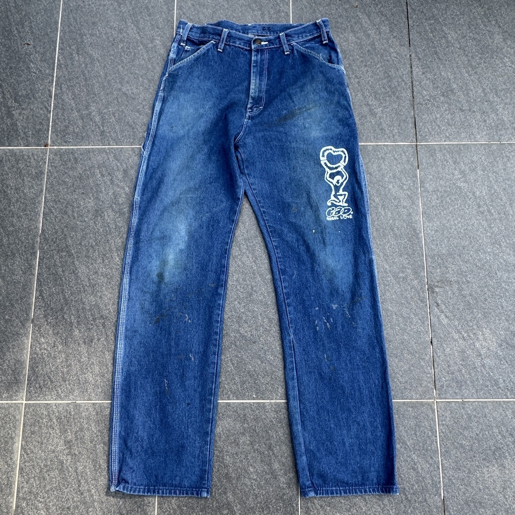 WHEEL LOVE - Dickies Pants Customised By Bao Goods (Waist 33" / Carpenter Blue Jeans)