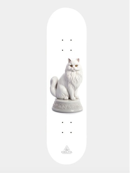 DELTA - White Grandma Cat 7.75" Skateboard Deck