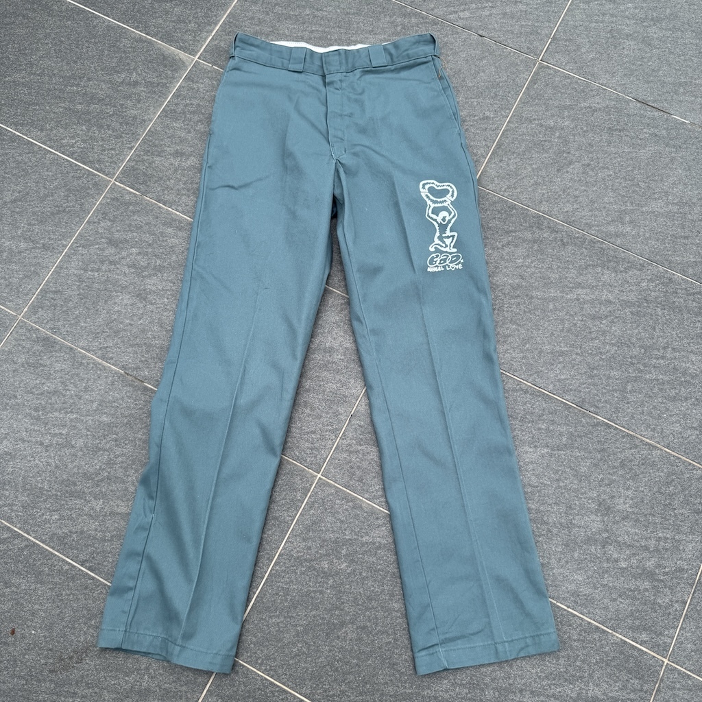 WHEEL LOVE - Dickies Pants Customised By Bao Goods (Waist 34" / Green)