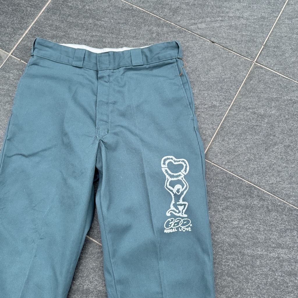 WHEEL LOVE - Dickies Pants Customised By Bao Goods (Waist 34" / Green)