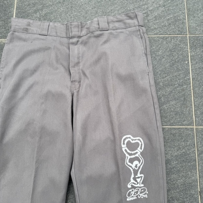 WHEEL LOVE - Dickies Pants Customised By Bao Goods (Waist 37" / Light Grey Flex)