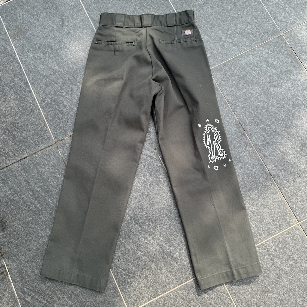 WHEEL LOVE - Dickies Pants Customised By Bao Goods (Waist 30" / Olive Green)
