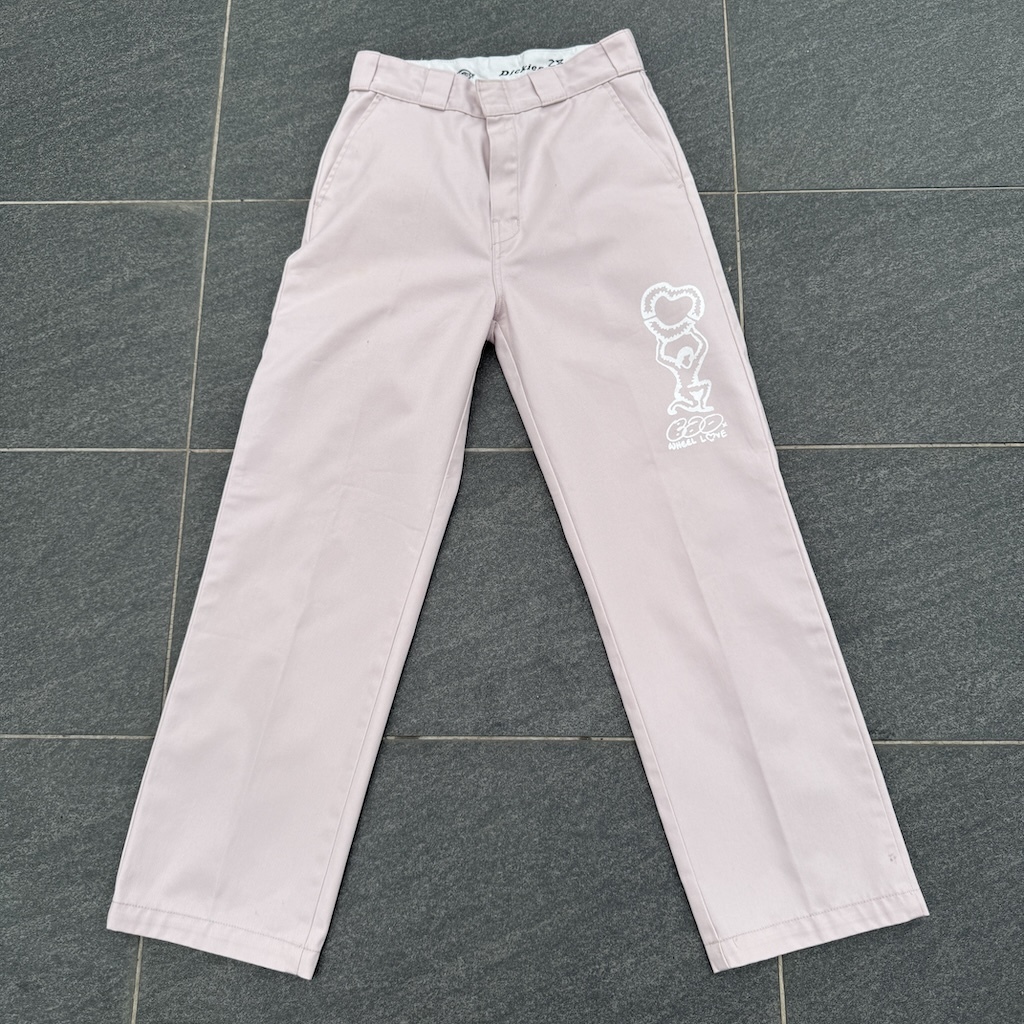 WHEEL LOVE - Dickies Pants Customised By Bao Goods (Waist 28" / Soft Pink)