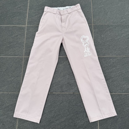 WHEEL LOVE - Dickies Pants Customised By Bao Goods (Waist 28" / Soft Pink)