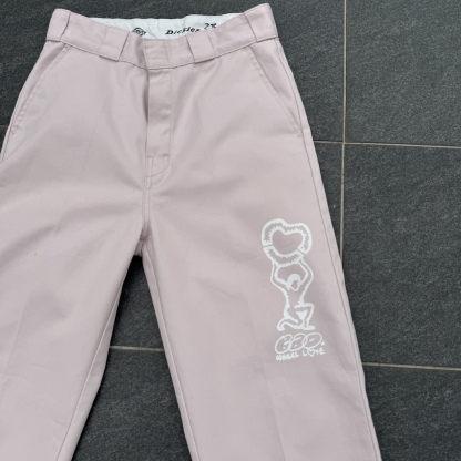 WHEEL LOVE - Dickies Pants Customised By Bao Goods (Waist 28" / Soft Pink)